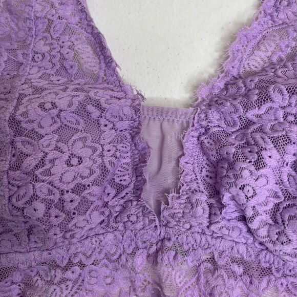 Aerie Purple Lace Bralette Convertible Adjustable Strap Mesh Insert Women Large - Picture 6 of 15
